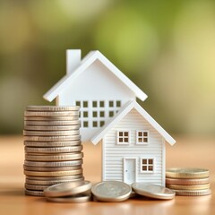stacking of increasing coin with house model while preparation to saving for property investment and house mortgage