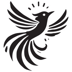 Silhouette of a bird on white background	