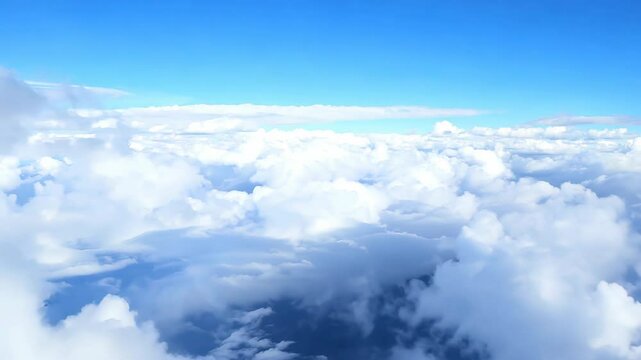 floating through the sky with fluffy clouds