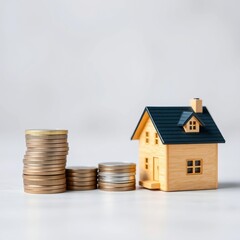 stacking of increasing coin with house model while preparation to saving for property investment and house mortgage