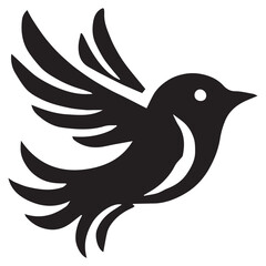 Fototapeta premium Silhouette of a bird on white background 