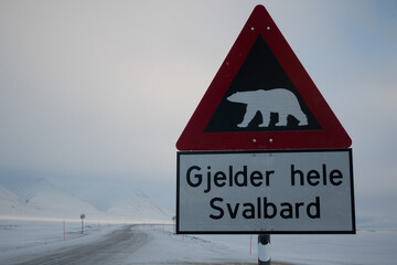 Segnale di pericolo a Longyearbyen, Svalbard