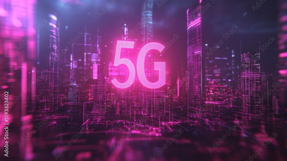Aufkleber futuristic 5g concept showcasing iot, big data, and ai in a dynamic 3d rendering