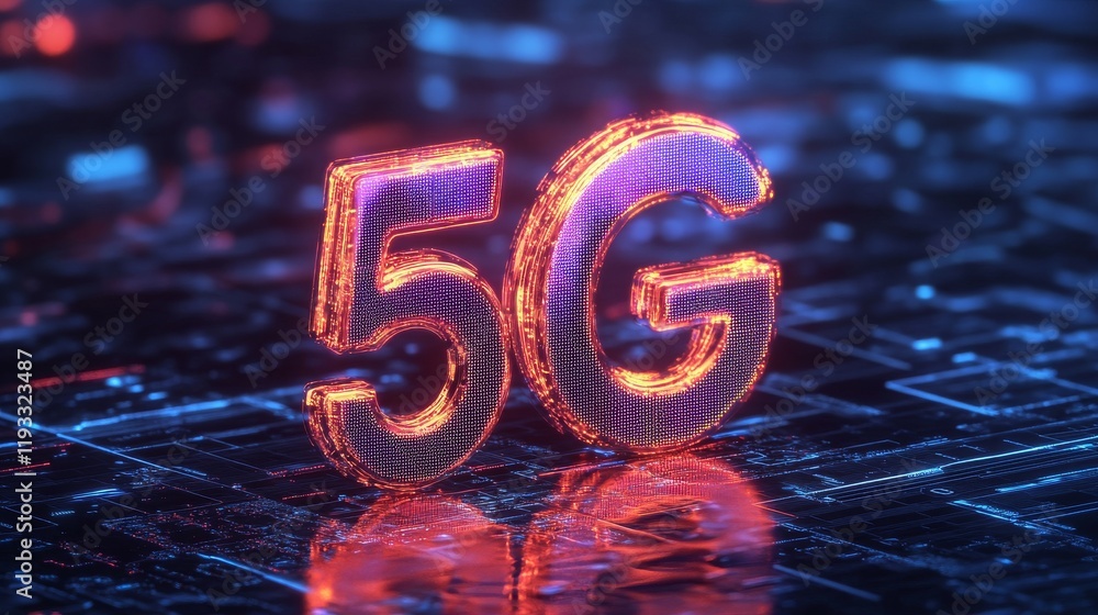 Aufkleber futuristic 5g concept showcasing iot, big data, and ai in a dynamic 3d rendering