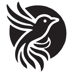 Fototapeta premium Silhouette of a bird on white background 