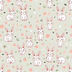 seamless pattern with rabbits, cute rabbits