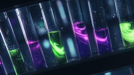 Vibrant Chemical Reactions in Laboratory Test Tubes Showcasing Science and Experimentation