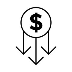 Cost reduction icon Flat illustration sign