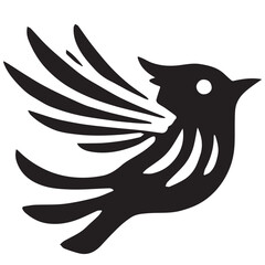 Silhouette of a bird on white background	