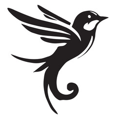 Silhouette of a bird on white background	