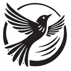 Silhouette of a bird on white background	