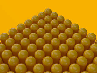 整列した先の丸い棒の3Dイラスト