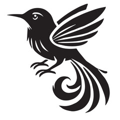 Silhouette of a bird on white background	