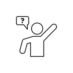 Person asking question icon Flat illustration sign