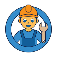 A strong male oil rig worker in a hard hat, gripping a wrench with determination. The logo symbolizes hard work, strength, and reliability in the oil and gas industry.