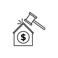 Real estate auction icon Flat illustration sign