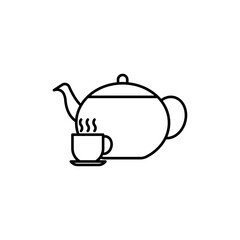 Teapot with teabag on cup icon Flat illustration sign