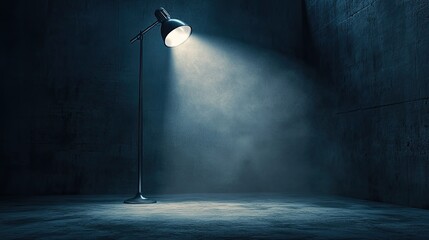 A cement-textured studio background featuring a single spotlight creating dramatic lighting for product displays or mockups.