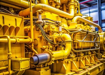 Candid Close-up of Yellow Diesel Generator Component in Power Plant