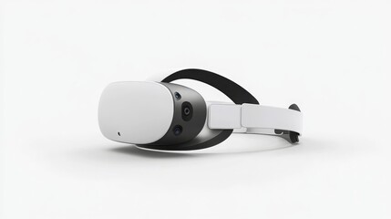 Virtual reality headset on a plain white backdrop.