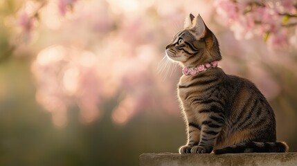 A Scottish tabby cat wearing a meticulously tailored antique evening dress, hat and sunglasses, glowing softly in a surrealist setting