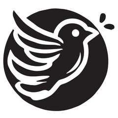 Silhouette of a bird on white background	