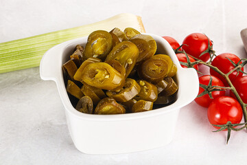 Sliced canned jalapeno pepper