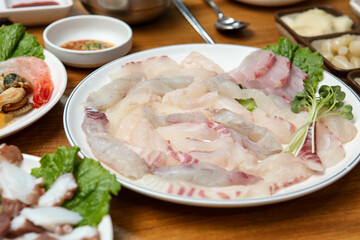 Korean seafood. Korean style sashimi