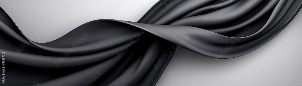 Poster smooth black fabric drapes elegantly, creating soft folds and curves. monochrome texture adds depth 