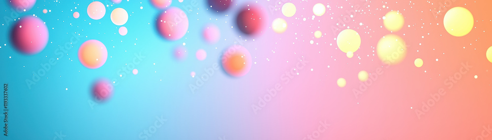 Poster colorful abstract background with soft gradient and floating spheres