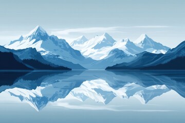 Fototapeta premium Serene Mountain Lake Reflection A Stunning Winter Landscape