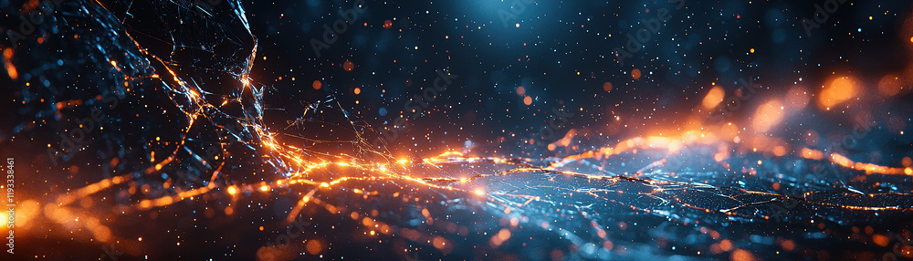 Aufkleber dynamic abstract background with glowing lines and particles, showcasing vibrant colors and intricat