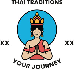 illustration in the concept of Thai dancer in line style