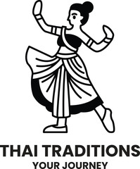 illustration in the concept of Thai dancer in line style