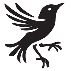 Silhouette of a bird on white background	