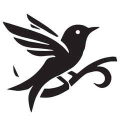 Silhouette of a bird on white background	