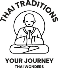 illustration in the concept of Thai temple in line style