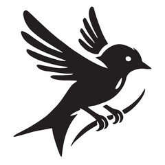 Silhouette of a bird on white background	