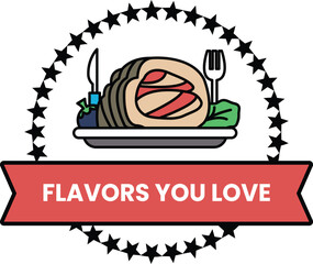 illustration in the concept of Beef and Lamb Steak in line style