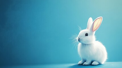 Obraz premium white rabbit on blue background