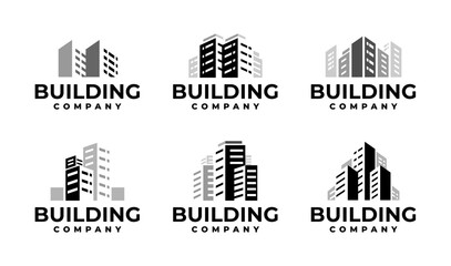 building logo template for real estate company. collection of building logo for apartment company.