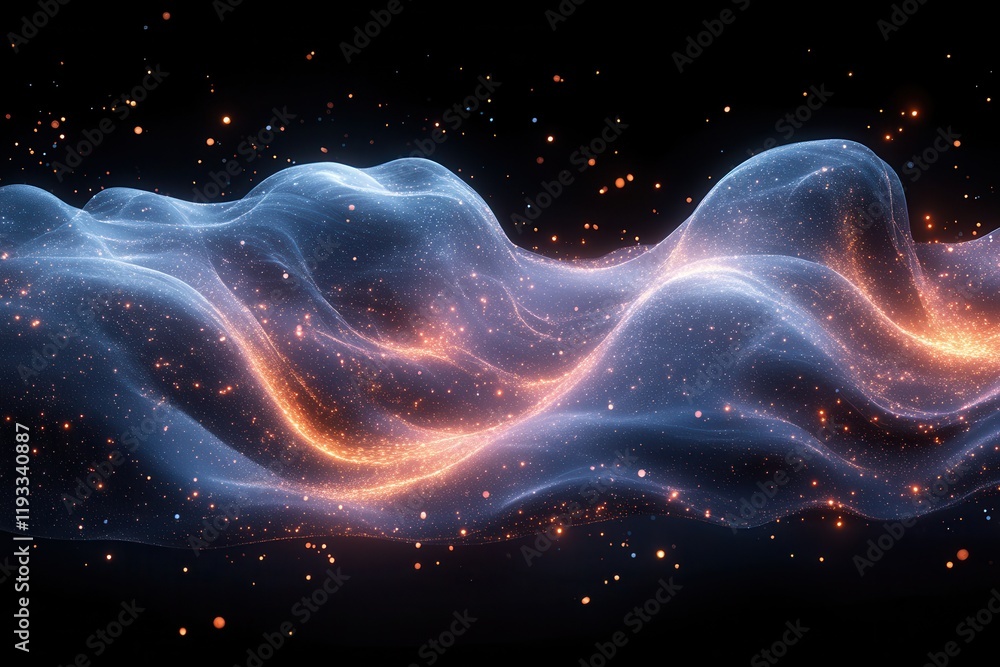 Wall mural vibrant flowing waves of light and energy create a cosmic visual display against a dark background