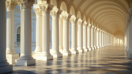 Architectural symmetry of classical columns in sunlight