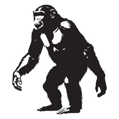 Powerful Chimpanzee Silhouette Against a Light Gray Background