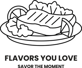 illustration in the concept of Beef and Lamb Steak in line style