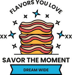 bacon sandwich with a slogan
