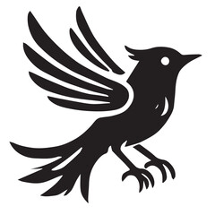 Silhouette of a bird on white background	