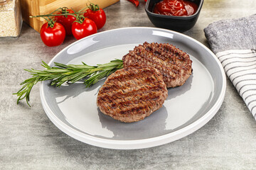 Grilled two beef burger cutlet