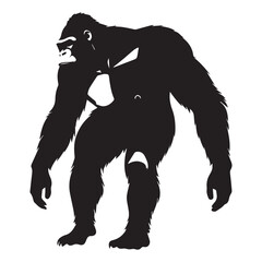 Powerful Gorilla Silhouette in Monochrome Style