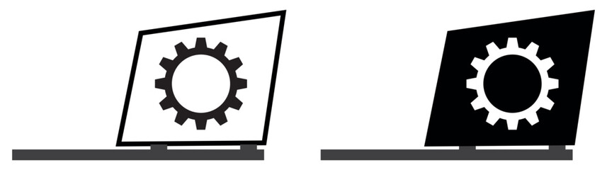 Laptop setting icon set vector